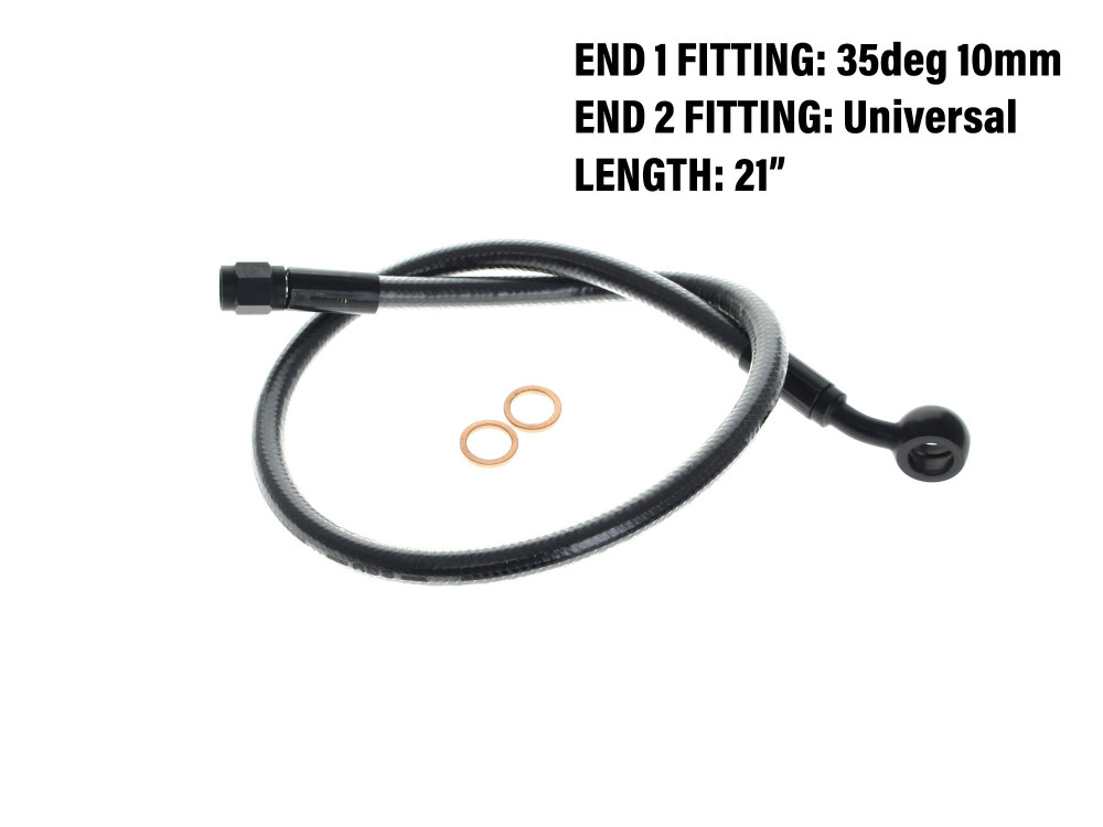 21in. Upper Front Brake Line with 10mm x 35 Degree Banjo - Black Pearl.
