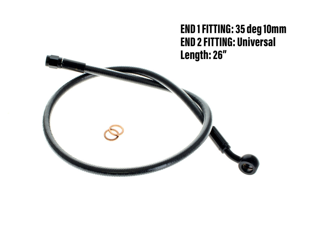 26in. Upper Front Brake Line with 10mm x 35 Degree Banjo - Black Pearl.