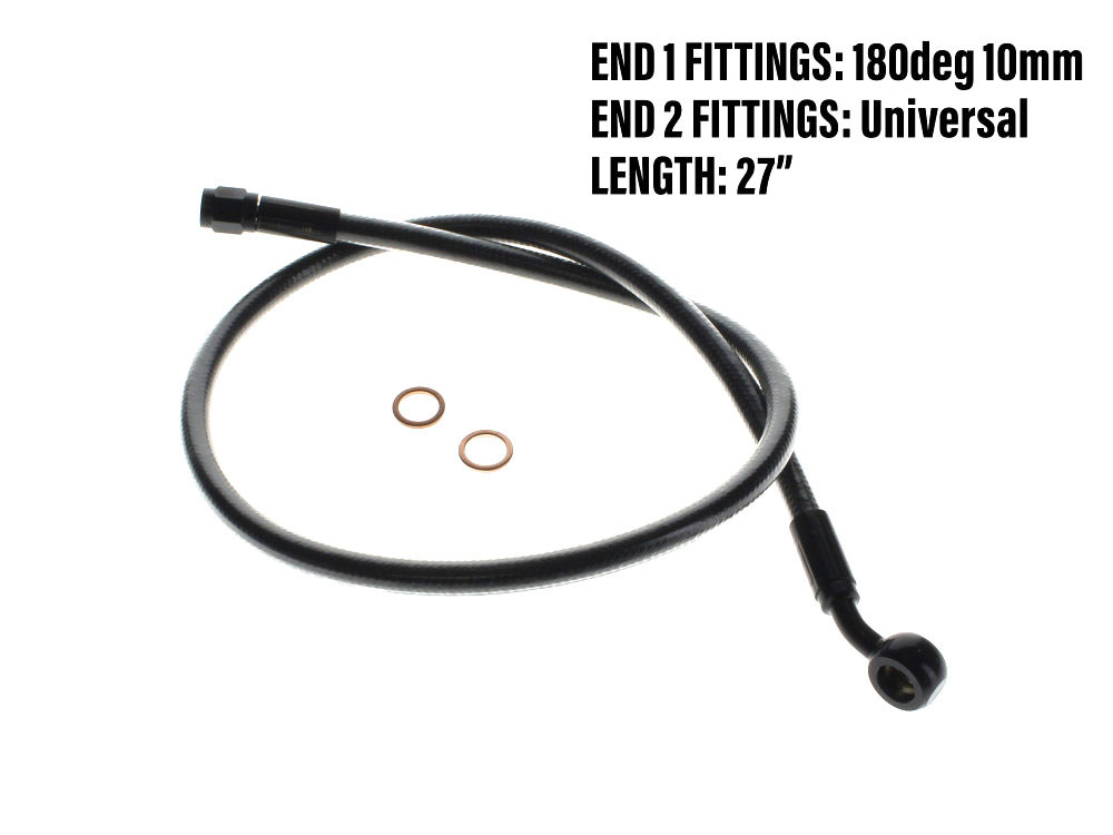 28in. Upper Front Brake Line with 10mm x 35 Degree Banjo - Black Pearl.