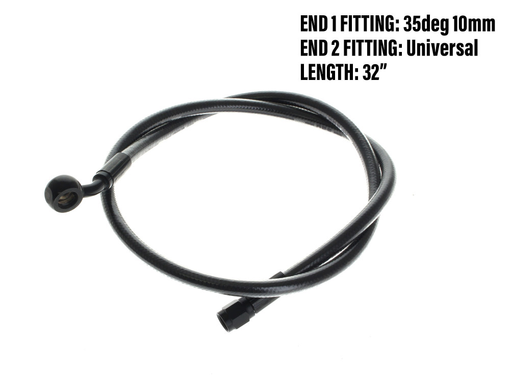 32in. Upper Front Brake Line with 10mm x 35 Degree Banjo - Black Pearl.