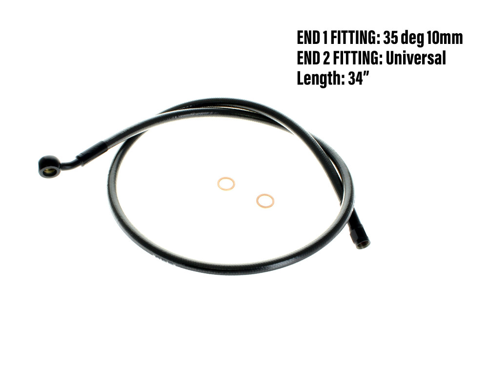 34in. Upper Front Brake Line with 10mm x 35 Degree Banjo - Black Pearl.
