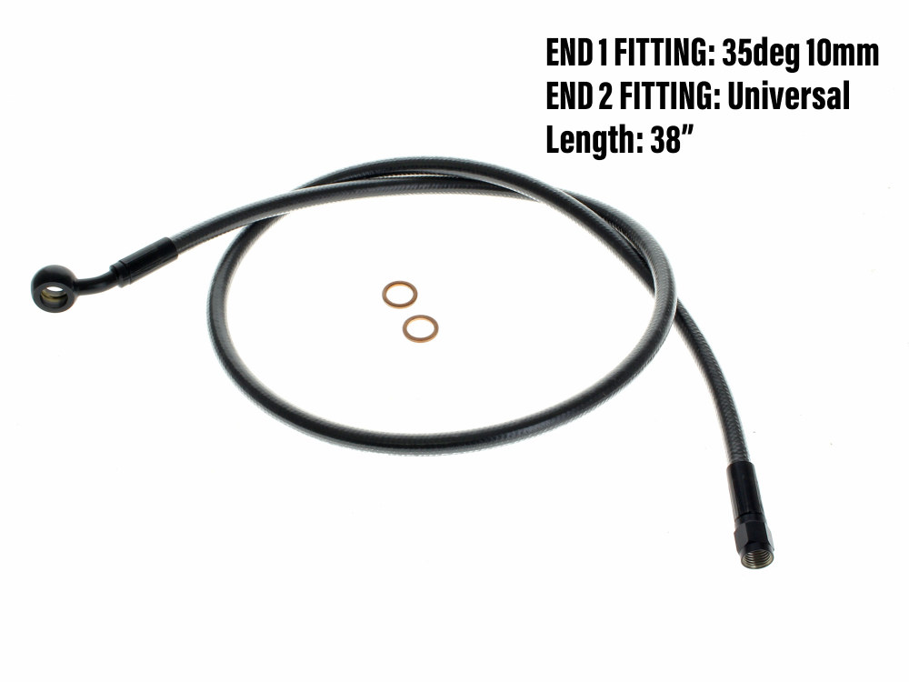 36in. Upper Front Brake Line with 10mm x 35 Degree Banjo - Black Pearl.