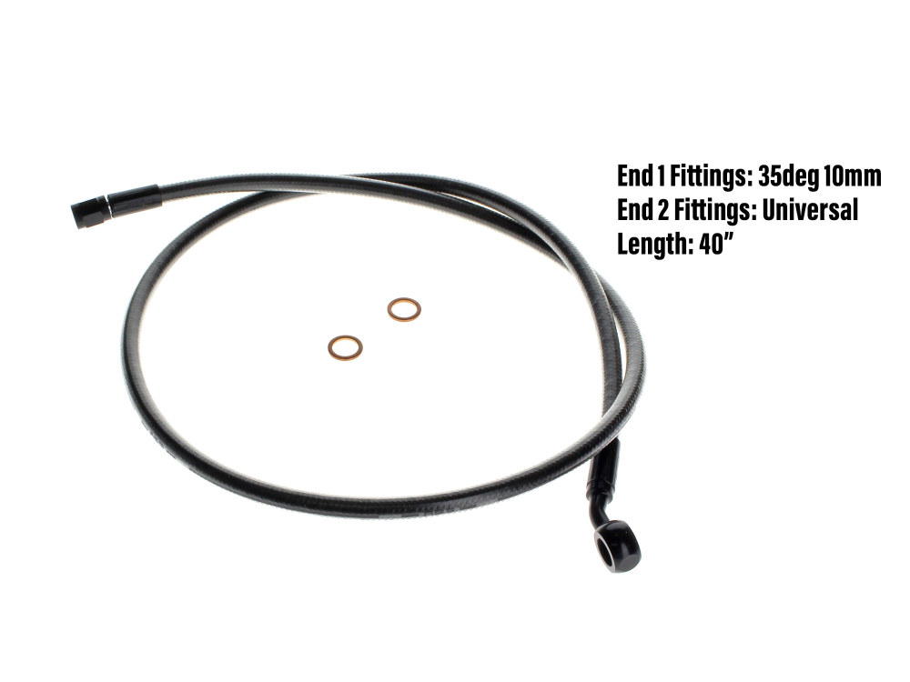 40in. Upper Front Brake Line with 10mm x 35 Degree Banjo - Black Pearl.