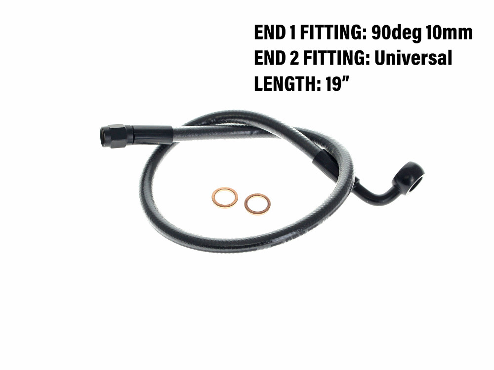 19in. Upper Front Brake Line with 10mm x 90 Degree Banjo - Black Pearl.