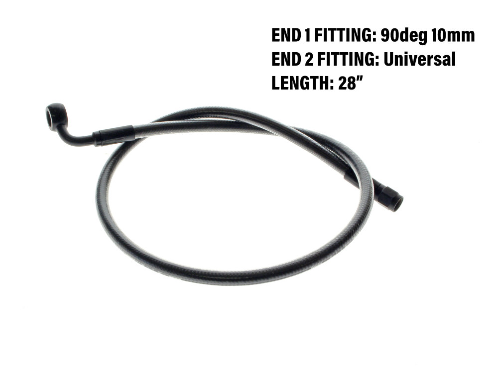 28in. Upper Front Brake Line with 10mm x 90 Degree Banjo - Black Pearl.