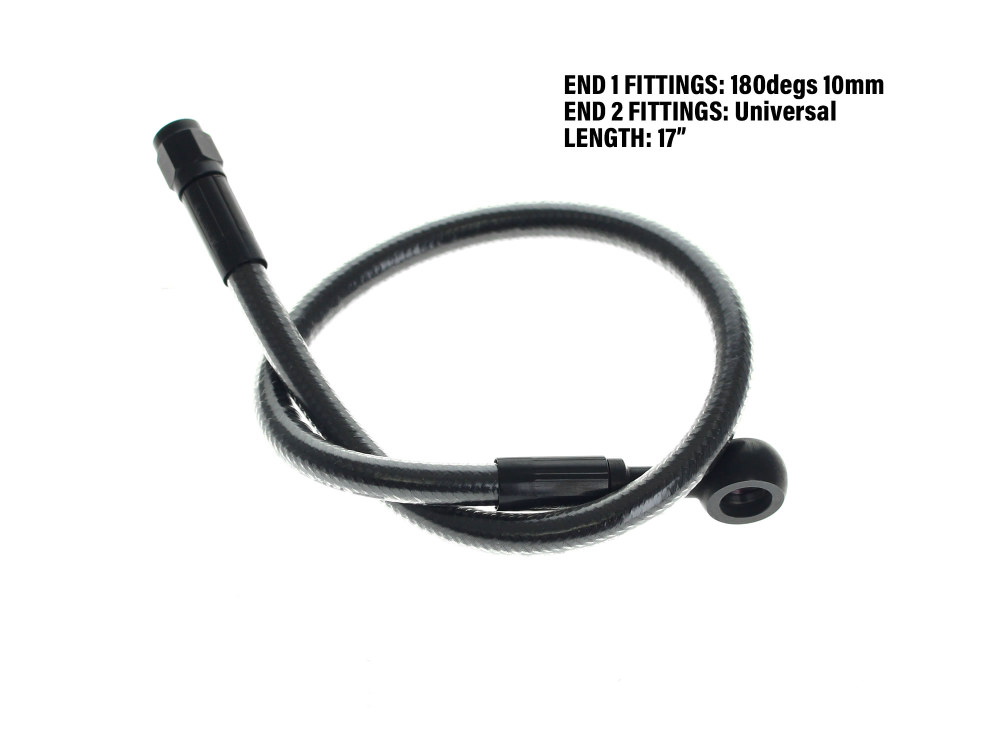 17in. Upper Front Brake Line with 10mm x 180 Degree Banjo - Black Pearl.