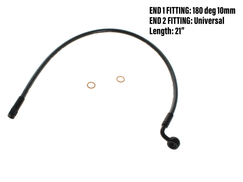 21in. Upper Front Brake Line with 10mm x 180 Degree Banjo - Black Pearl.