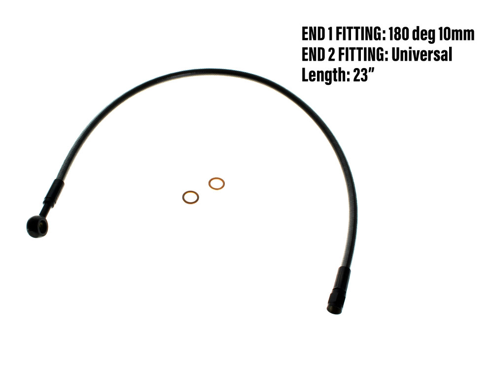 23in. Upper Front Brake Line with 10mm x 180 Degree Banjo - Black Pearl.