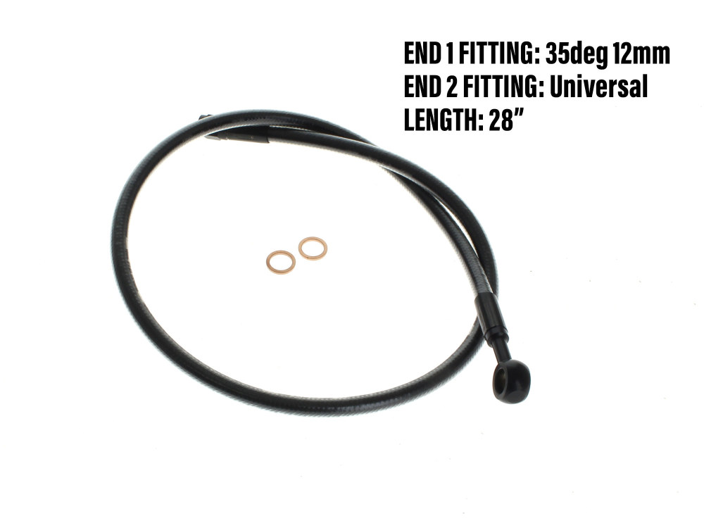 30in. Upper Front Brake Line with 10mm x 180 Degree Banjo - Black Pearl.