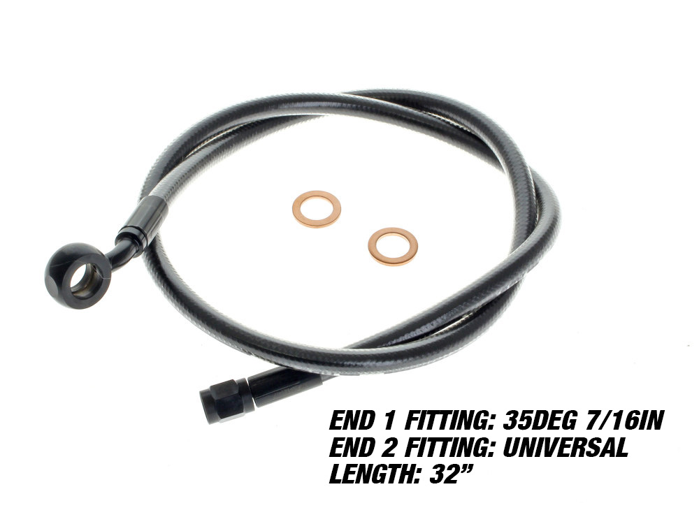 32in. Upper Front Brake Line with 7/16in. x 35 Degree Banjo - Black Pearl.