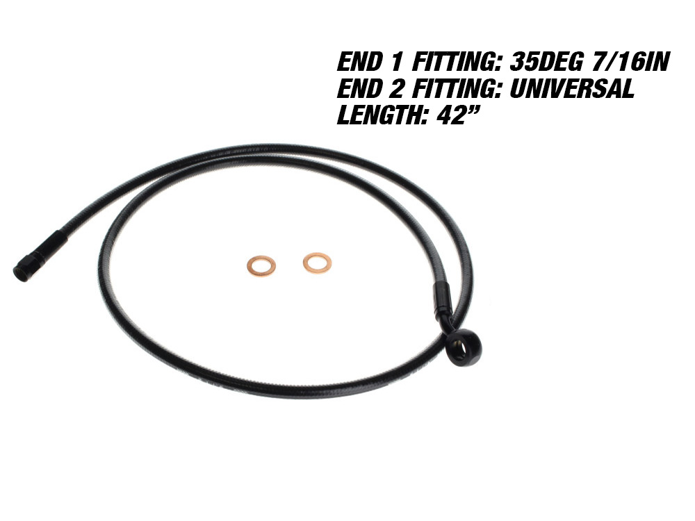 42in. Upper Front Brake Line with 7/16in. x 35 Degree Banjo - Black Pearl.