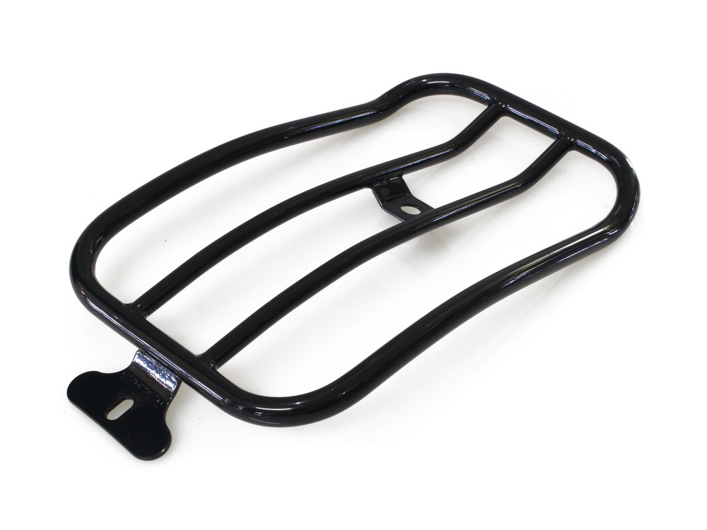 Solo Seat Luggage Rack - Gloss Black. Fits FX Softail 2007-2015 & Cross Bones 2008-2011