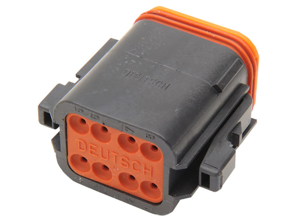 8-Wire Deutsch Plug with Wedgelock - Black.