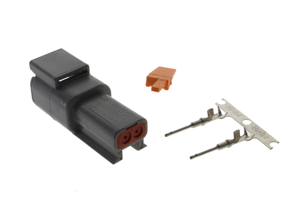 DTM 2-Position Deutsch Recepticle with (2) Stamped Terminals & Wedgelock - Grey.