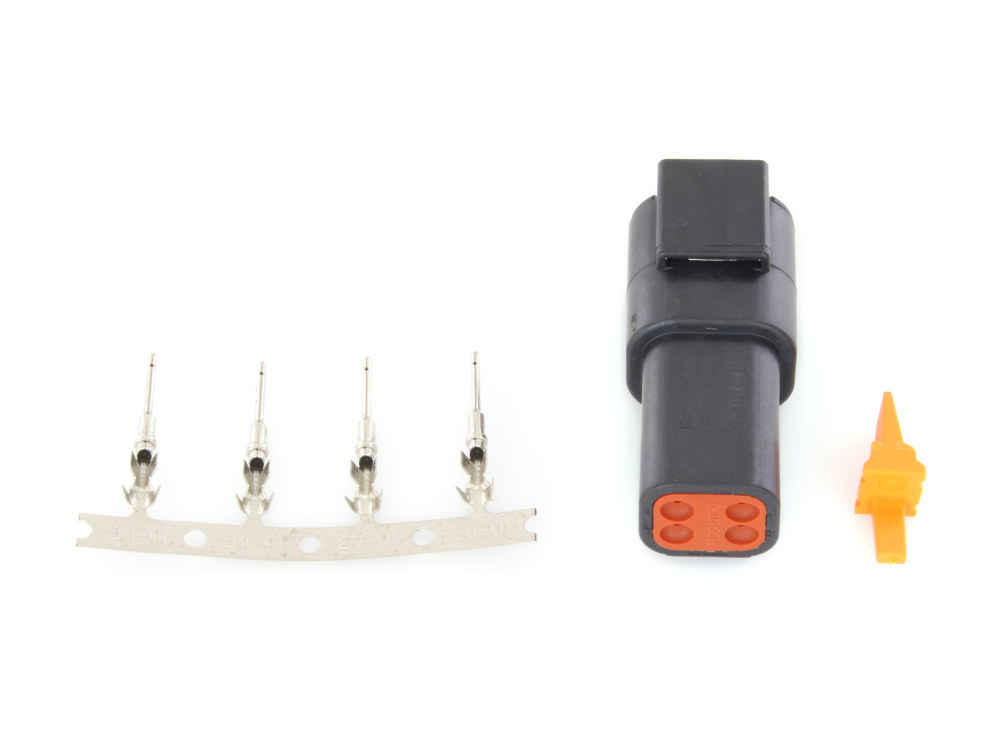 DTM 4-Position Deutsch Recepticle with (4) Stamped Terminals & Wedgelock - Black.