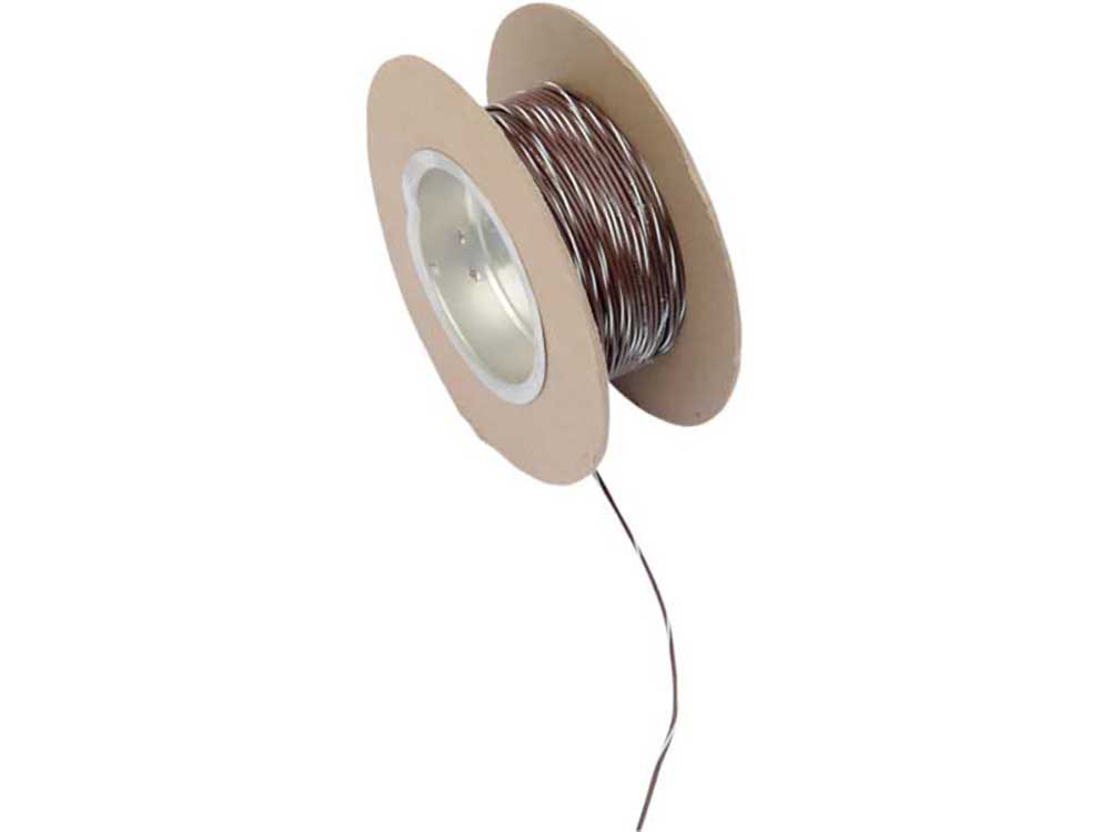 18-Gauge Wire – Brown with White Stripe.