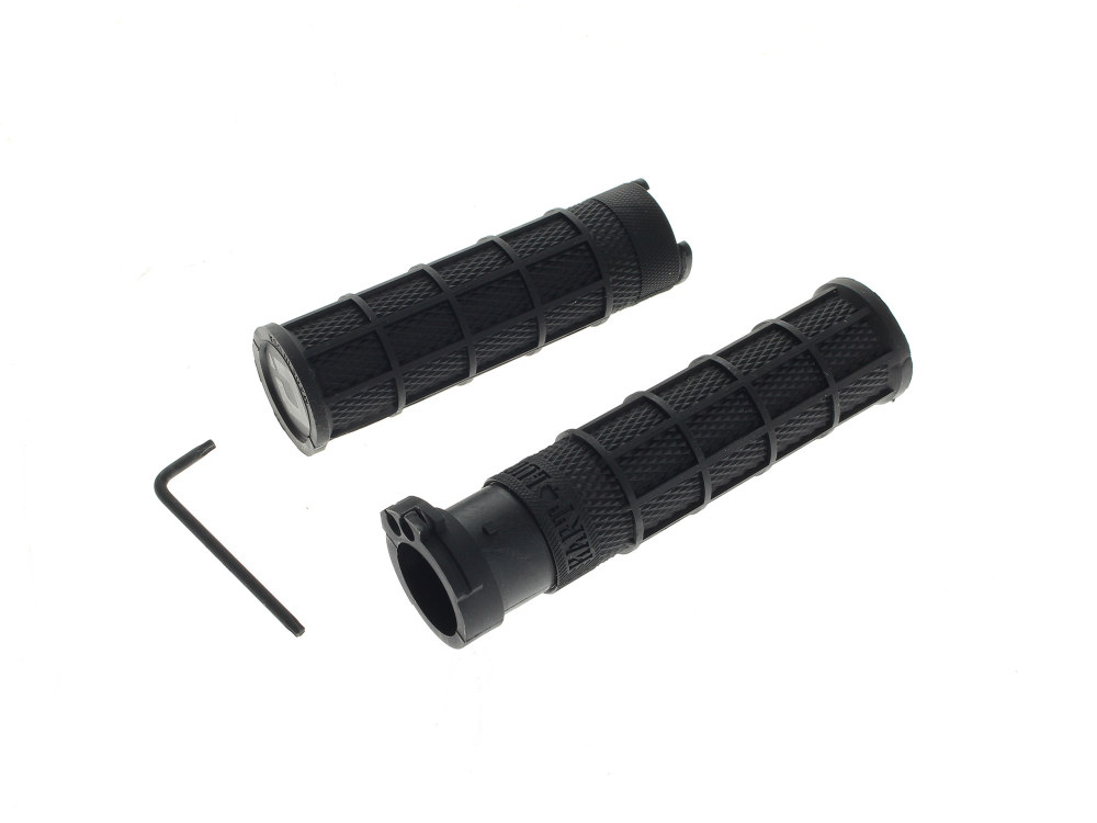 Replacement Rubbers for Hart-Luck Full Waffle Lock-On Handgrips - Black. Fits H-D with Throttle Cable.