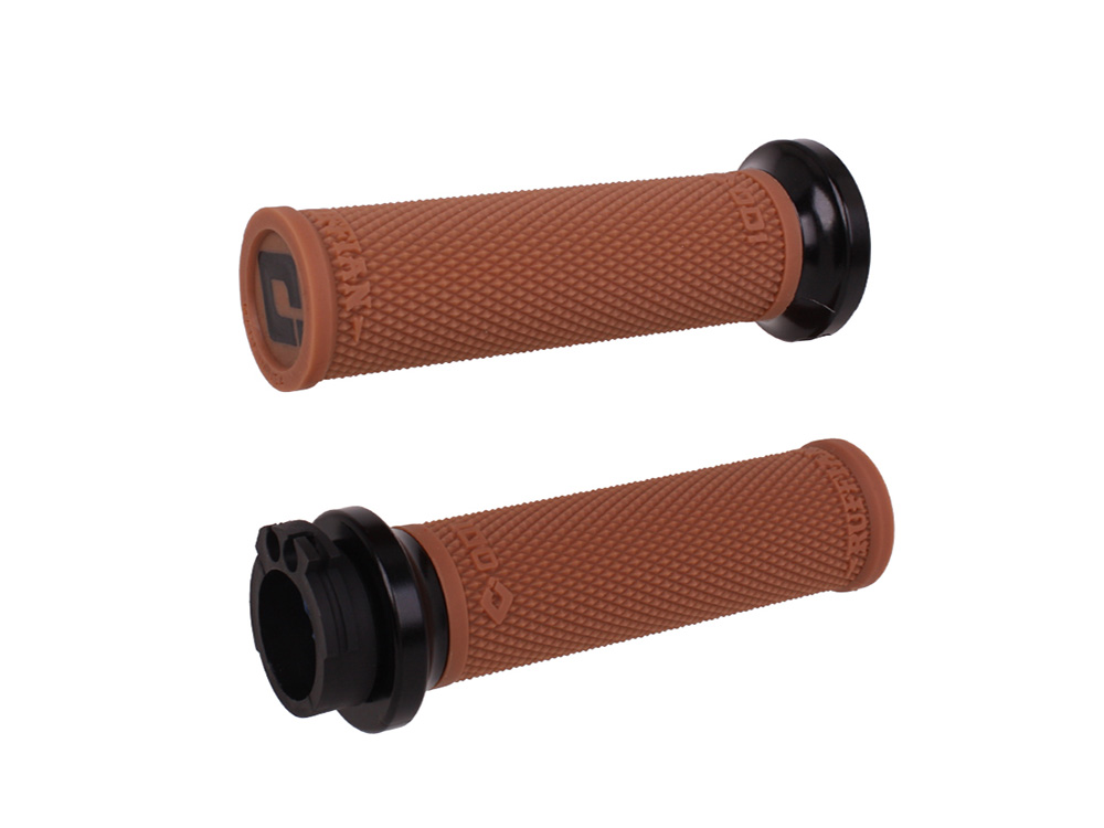 Ruffian Lock-On Handgrips - Gum Rubber/Black. Fits H-D with Throttle Cable.