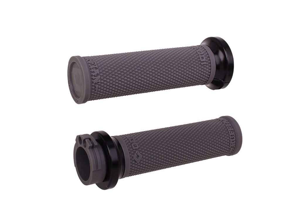 Ruffian Lock-On Handgrips - Graphite/Black. Fits H-D with Throttle Cable.
