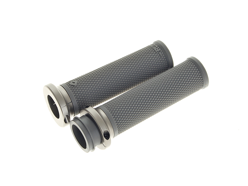 Ruffian Lock-On Handgrips - Graphite/Gun Metal. Fits H-D with Throttle Cable.