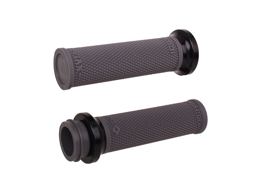 Ruffian Lock-On Handgrips - Graphite/Black. Fits Big Twin 2008-2024 with Throttle-by-Wire