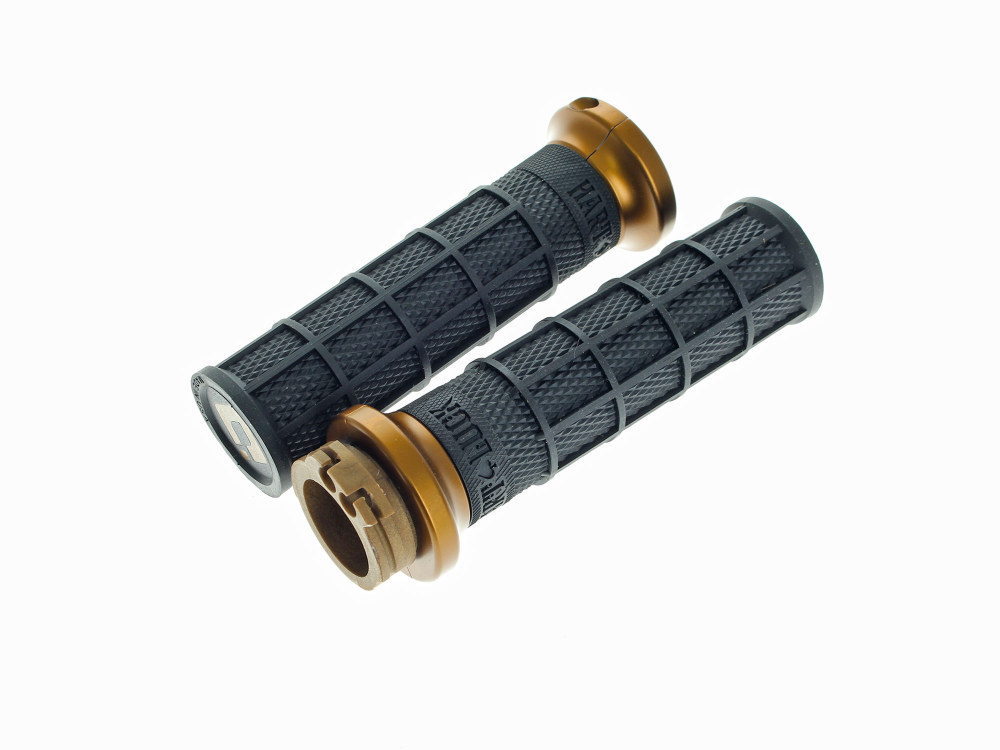 Hart-Luck Full Waffle Lock-On Handgrips – Bronze. Fits H-D with Throttle Cable.