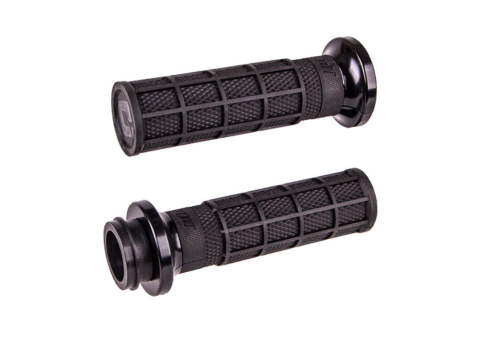 Hart-Luck Full Waffle Lock-On Handgrips - Black. Fits Big Twin 2008-2024 with Throttle-by-Wire