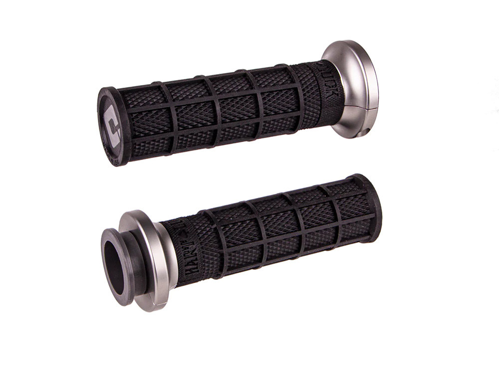 Hart-Luck Full Waffle Lock-On Handgrips – Grey. Fits Most Big Twin 2008up with Throttle-by-Wire