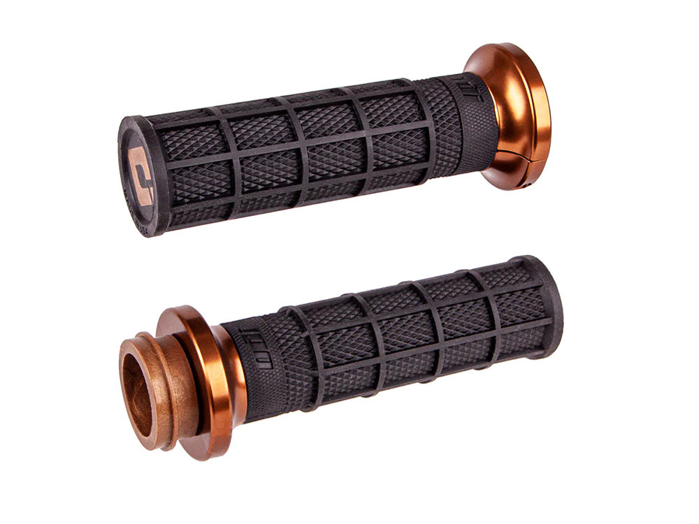 Hart-Luck Full Waffle Lock-On Handgrips - Bronze. Fits Big Twin 2008-2024 with Throttle-by-Wire