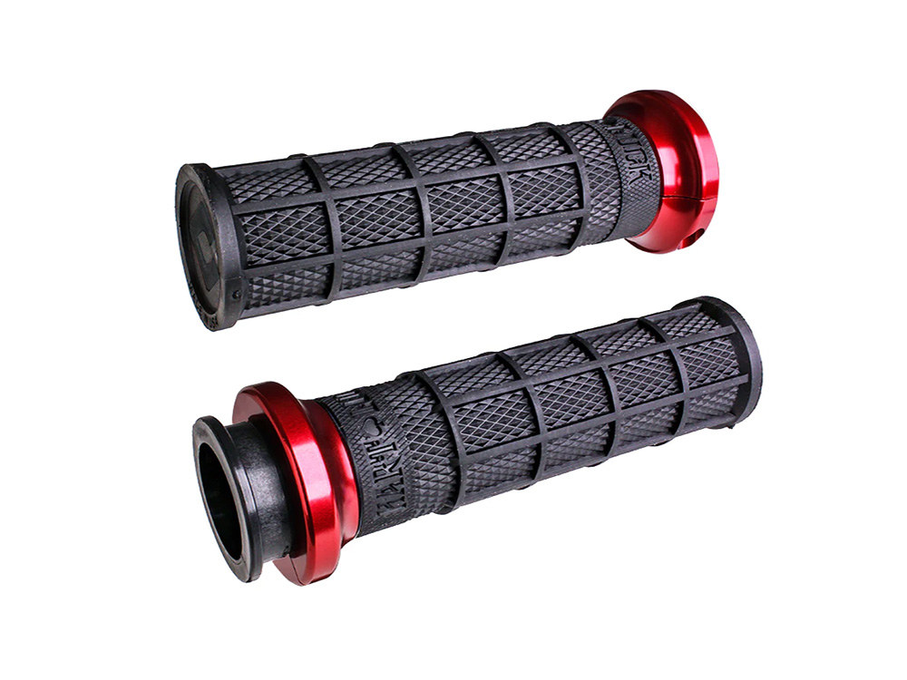 Hart-Luck Full Waffle Lock-On Handgrips – Red. Fits Indian Touring 2018up.