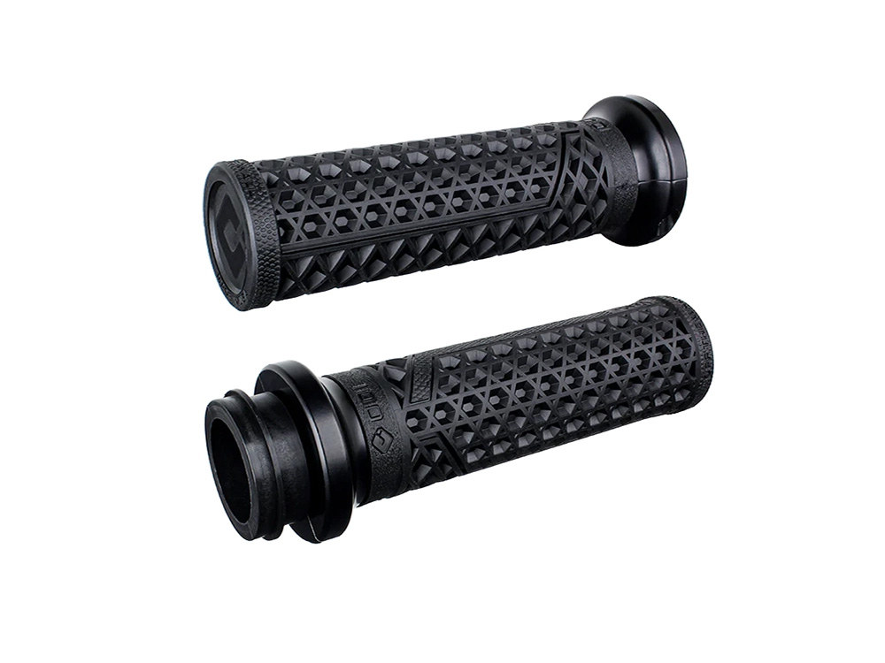Vans Signature Lock-On Handgrips – Black/Black. Fits H-D 2008up with Throttle-by-Wire.