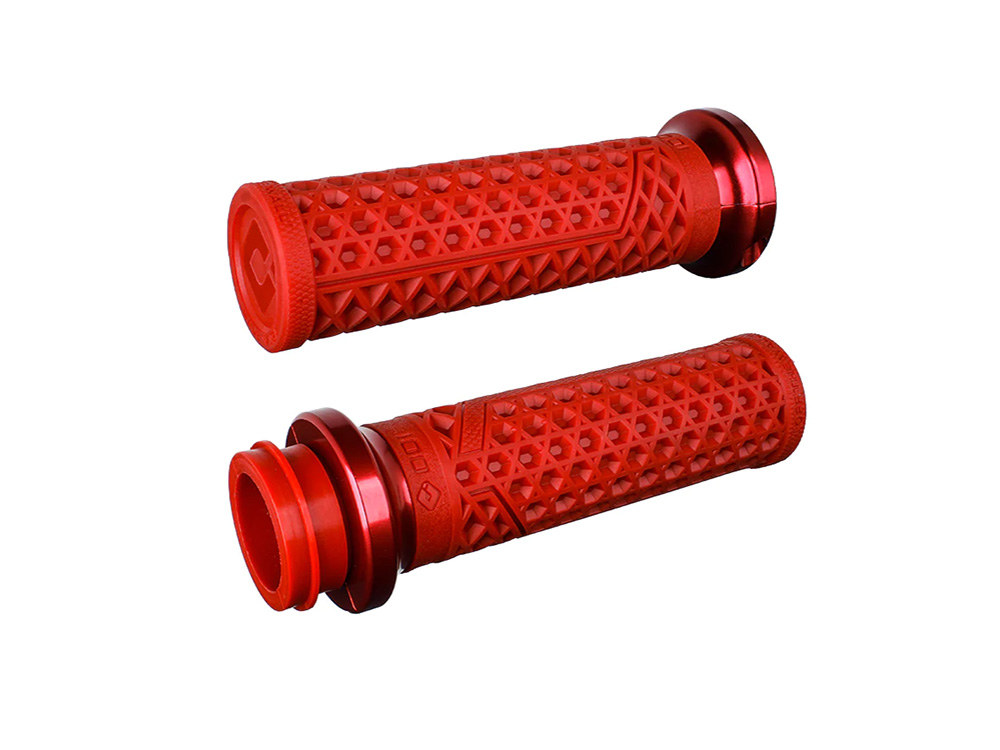 Vans Signature Lock-On Handgrips – Red/Red. Fits H-D 2008up with Throttle-by-Wire.