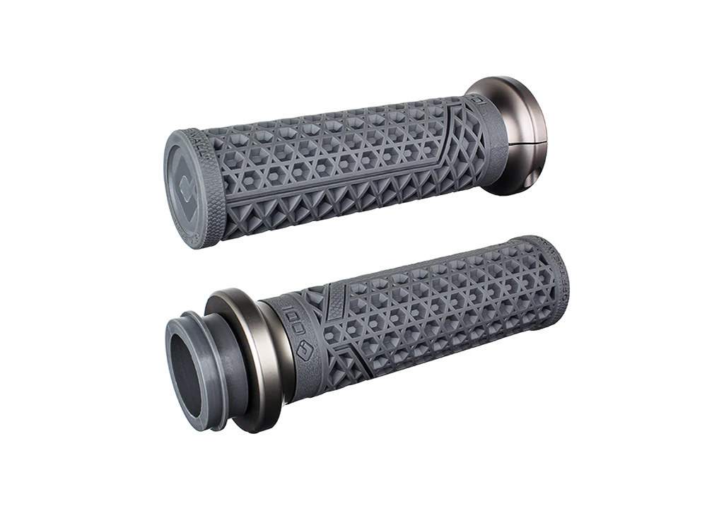 Vans Signature Lock-On Handgrips – Graphite/Gun Metal. Fits H-D 2008up with Throttle-by-Wire.
