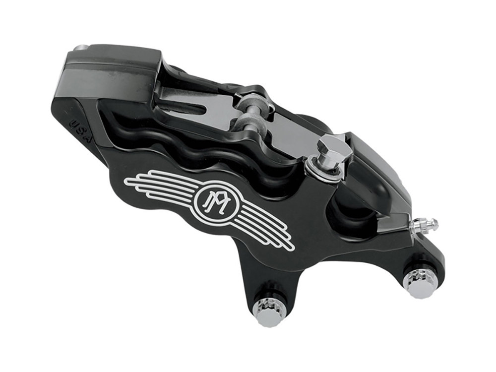 Right Hand Front 6 Piston Caliper – Black Contrast Cut. Fits most Big Twin 1984-1999 & Sportster 1984-1999 Models with 11.5in. Disc Rotor.