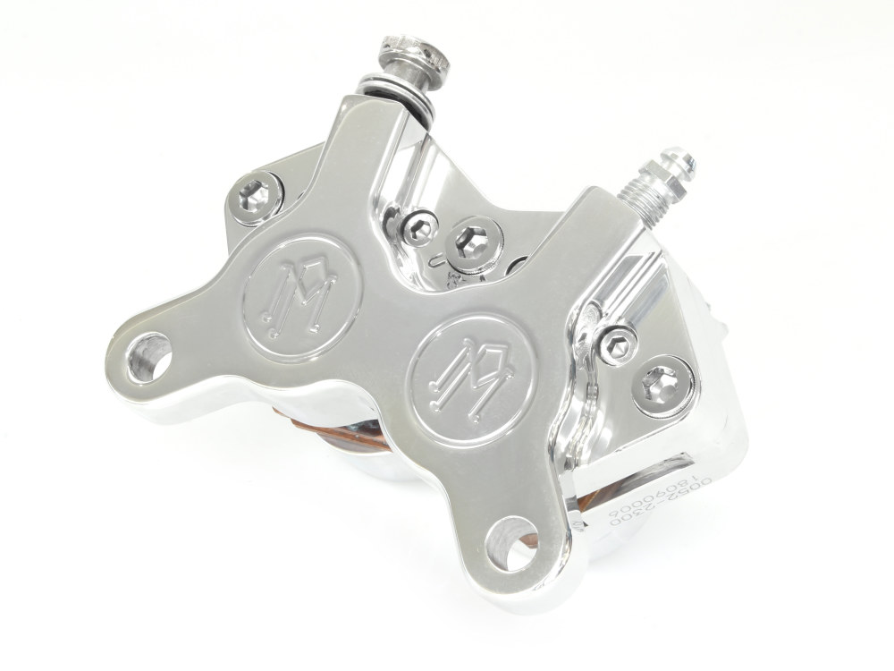 Universal 4 Piston Caliper – Polished. Fits H-D with 11.5in. Disc Rotor.