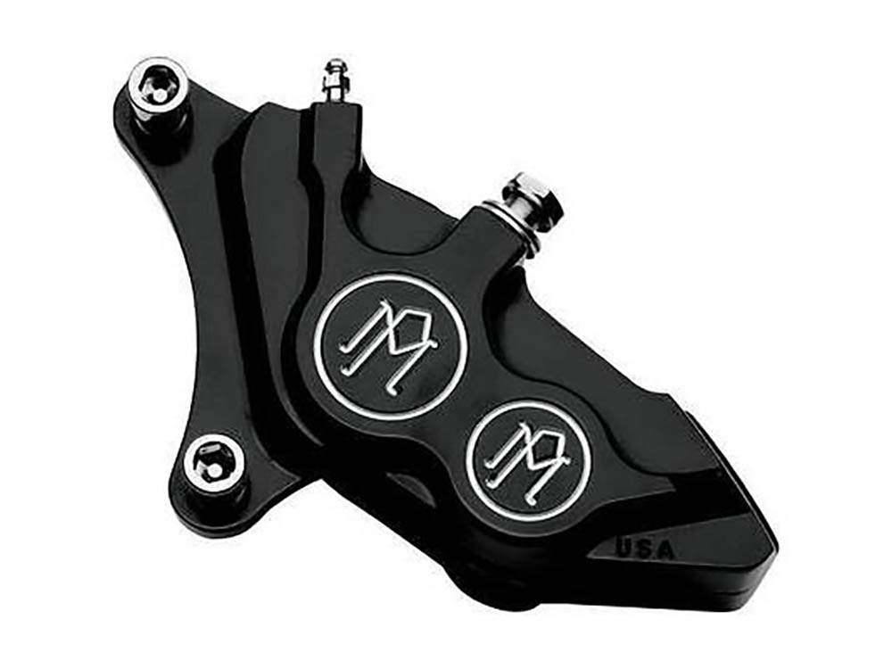 Left Hand Front 4 Piston Caliper - Black Contrast Cut. Fits many Big Twin & Sportster 1984-1999 Models with 11.5in. Disc Rotor.