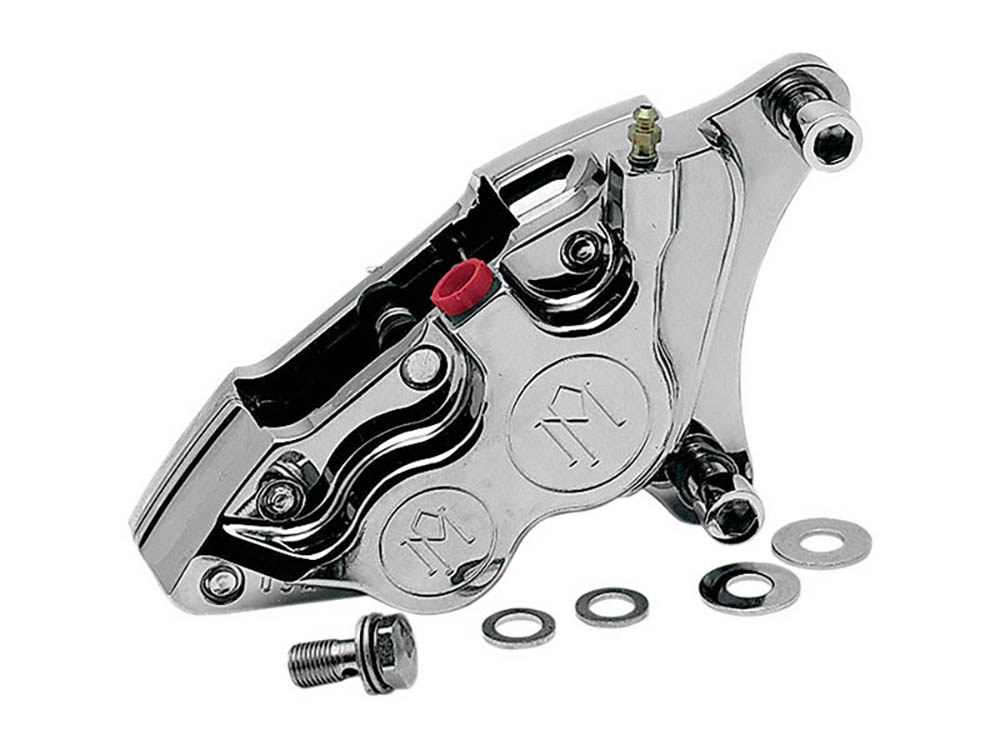 Left Hand Front 4 Piston Caliper – Polished. Fits many Big Twin & Sportster 1984-1999 Models with 11.5in. Disc Rotor.