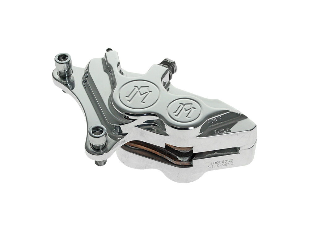 Left Hand Front 4 Piston Caliper - Polished. Fits many Big Twin & Sportster 1984-1999 Models with 11.5in. Disc Rotor.