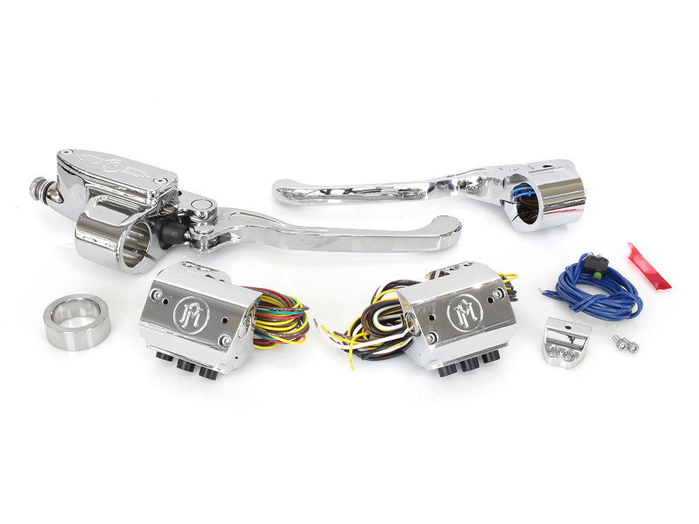 Handlebar Control Kit - Chrome. Fits HD 1996-2011 with Clutch Cable & Throttle with Single Disc Rotor.