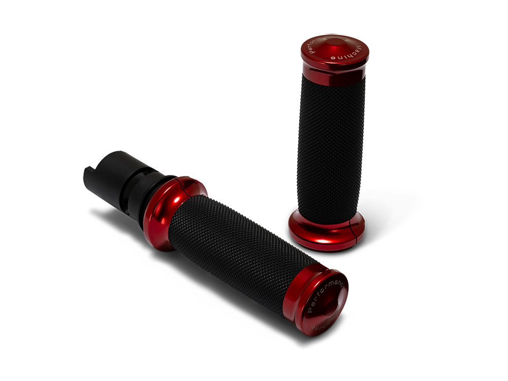 Contour Handgrips - Red. Fits CVO Touring 2023up, Street Glide & Road Glide 2024up, Touring 2025up & Softail 2025up