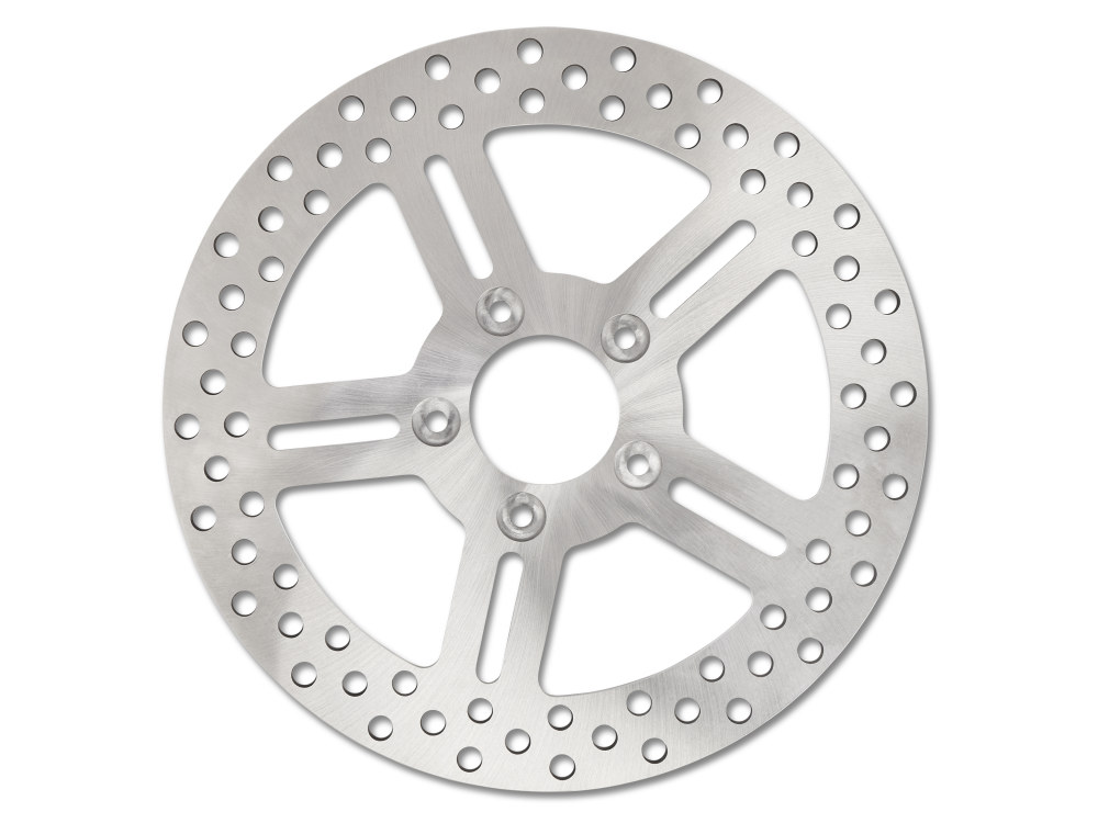 11.8in. Front Classic 5 Spoke Stainless Steel Disc Rotor. Fits Softail 2015up, Touring 2008up, Dyna 2006-2017 & Sportster 2014-2021