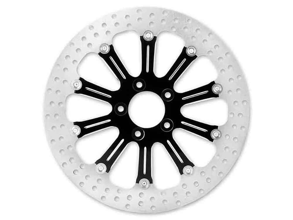 11.8in. Left Hand Front & Right Hand Front Revel Disc Rotor – Black Contrast Cut Platinum. Fits Softail 2015up, Touring 2008up, Dyna 2006-2017 & Sportster 2014-2021
