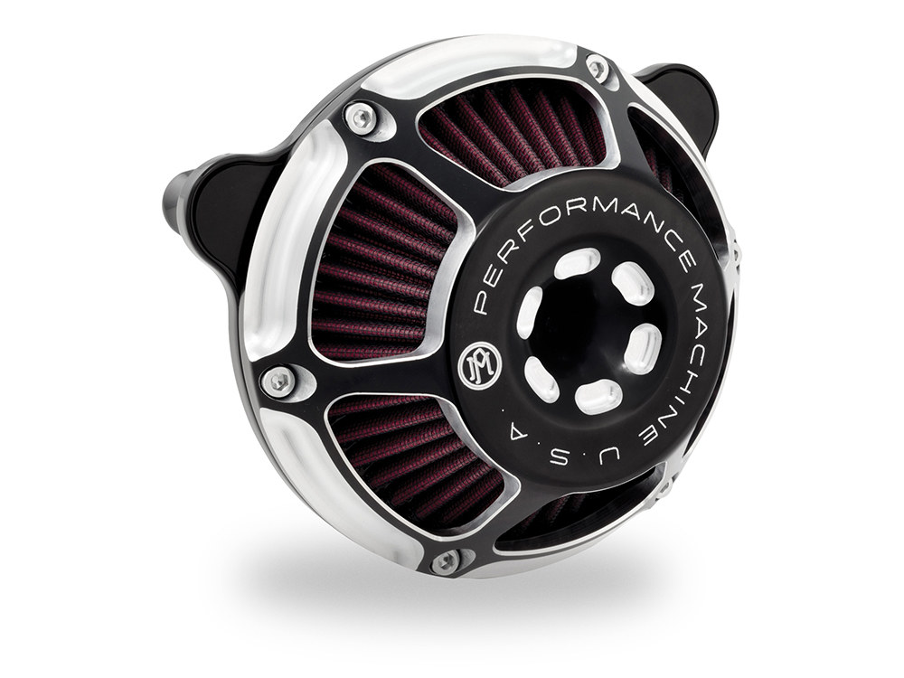 Max HP Air Cleaner Kit - Black Contrast Cut. Fits Indian Touring & Cruiser 2014up with 111ci or 116ci Thunderstroke Engines.