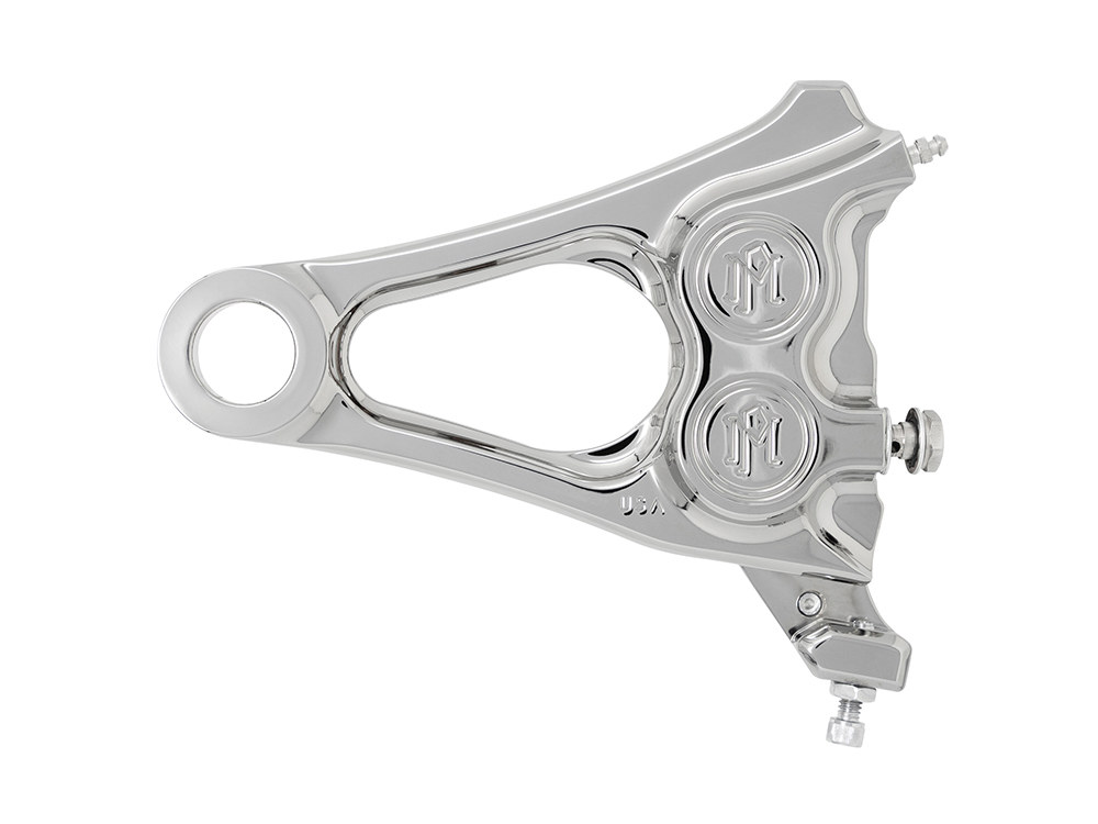 Right Hand Rear 4 Piston Caliper & Mounting Bracket - Chrome. Fits Softail 2018up