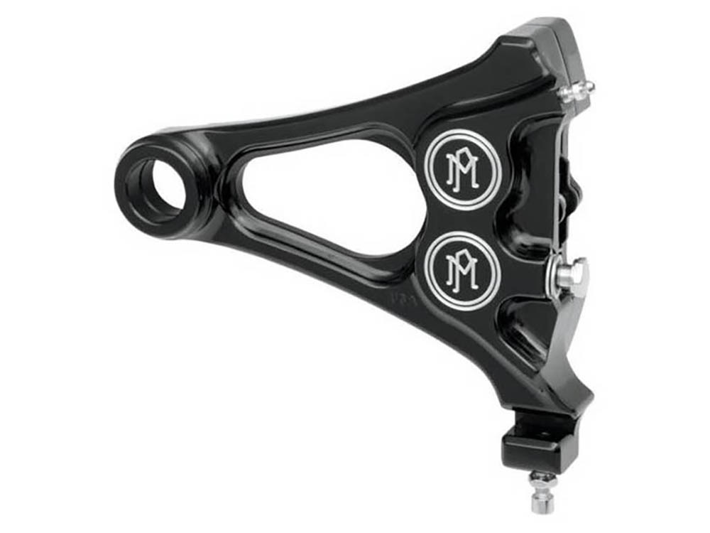 Right Hand Rear Integrated 4 Piston Caliper & Mounting Bracket – Black Contrast Cut. Fits Softail 2006-2007 with 3/4in. Axle & 200 Rear Tyre.