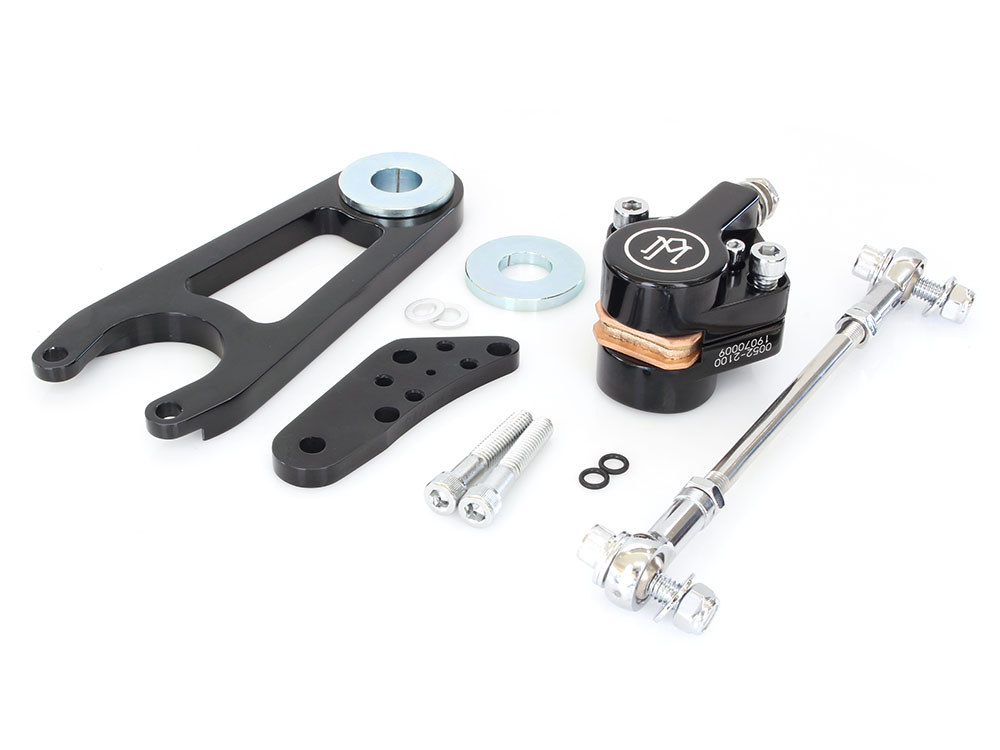 Left Hand or Right Hand Caliper & Mounting Bracket - Black Contrast Cut. Fits Custom Springer with 3/4in. Axle & 11.5in. Disc Rotor.