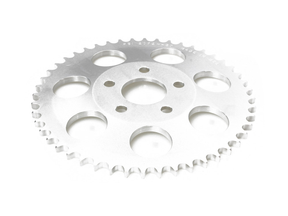 48 Tooth, 6mm Offset Rear Chain Sprocket – Silver. Fits Big Twin 1973-1999 & Sportster 1979-1981.