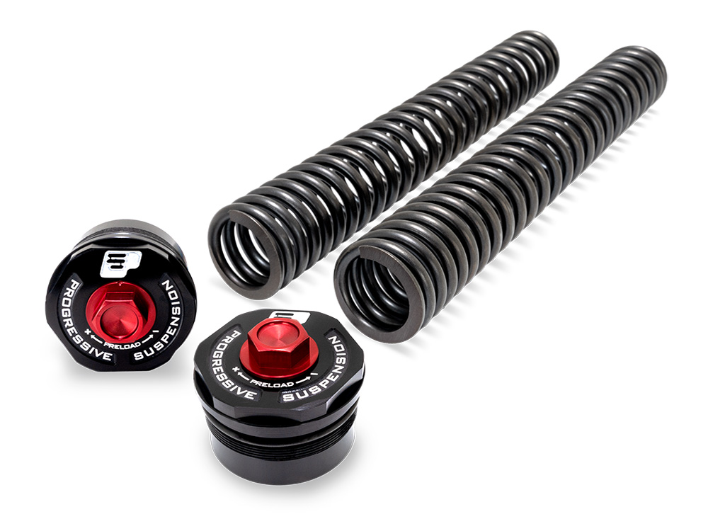 47mm Fork Preload Adjuster with Fork Spring Kit. Fits CVO Road Glide 2023up & CVO Road Glide ST 2024up - Progressive Suspension