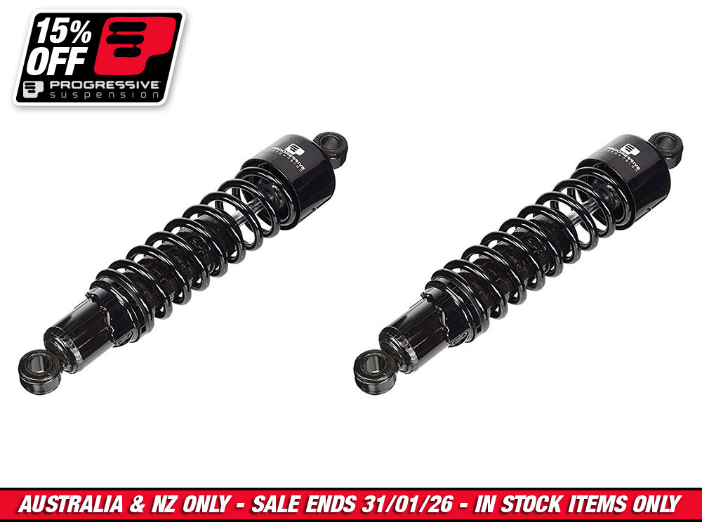 412 Series, 13.5in. Heavy Duty Spring Rate Shock Absorbers - Black. Fits Touring 1980-2005, Sportster 1979-2003 & FXR 1982-1994.