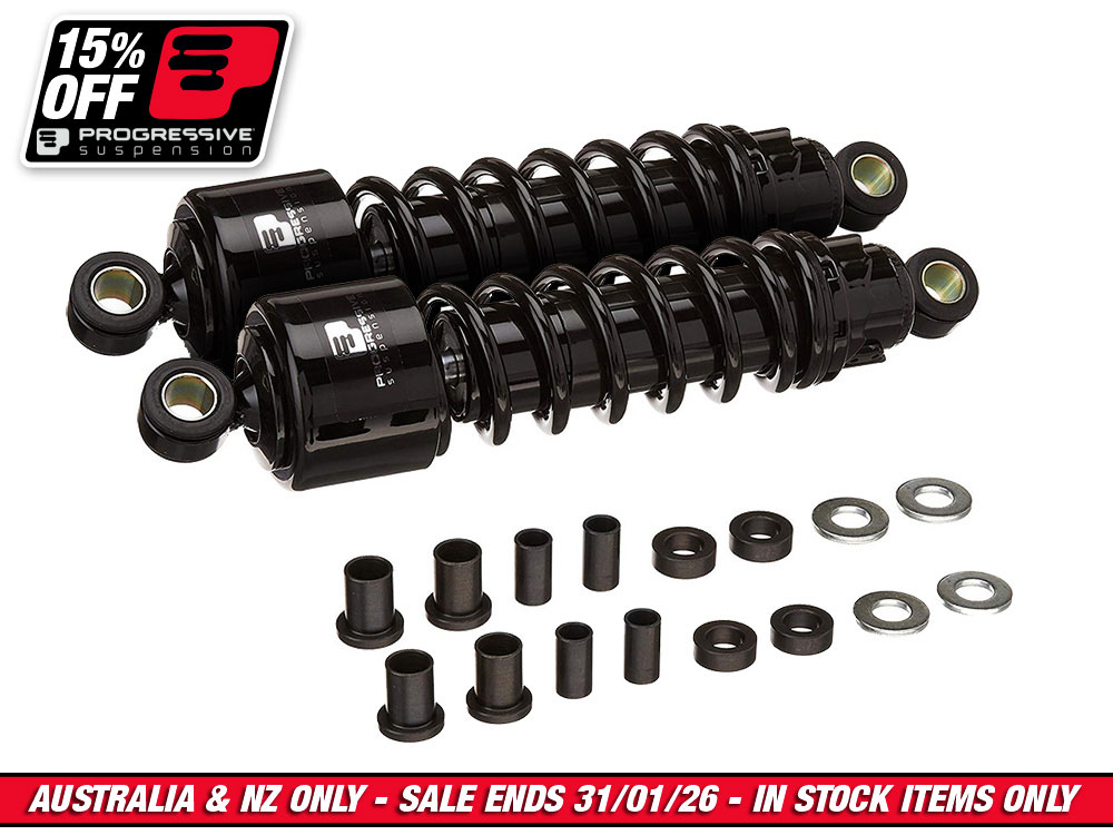 412 Series, 11.5in. Standard Spring Rate Rear Shock Absorbers - Black. Fits Touring 1980-2005, Sportster 1979-2003 & FXR 1982-1994.